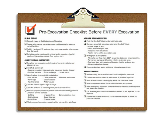 Pre-Excavation Checklist on a Clipboard