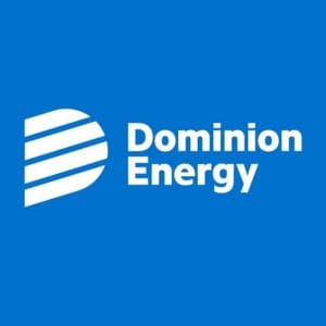 Dominion Energy logo on a blue background