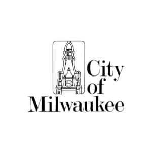 Logo of the City of Milwaukee with a lighthouse illustration on a white background