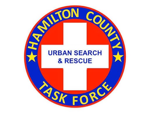 Hamilton County Urban Search & Rescue Task Force logo with red, blue, and yellow colors.