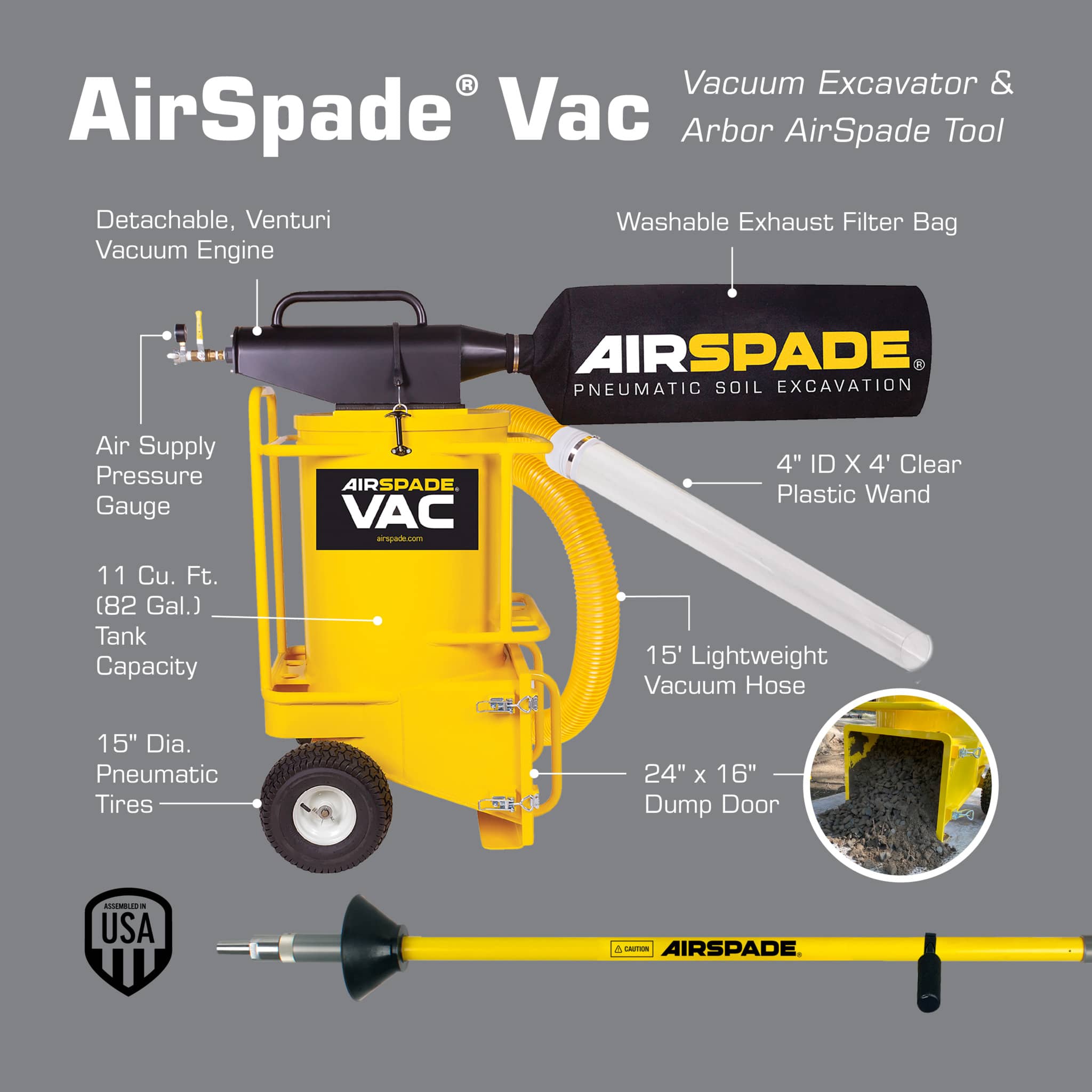 AirSpade Vac Vacuum Excavator - Arbor Kit Specs & Features