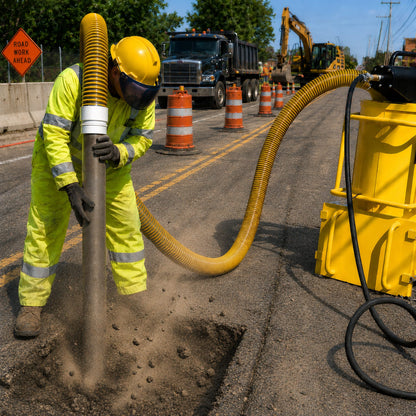 AirSpade Vac Vacuum Excavator in Use - Road Trench